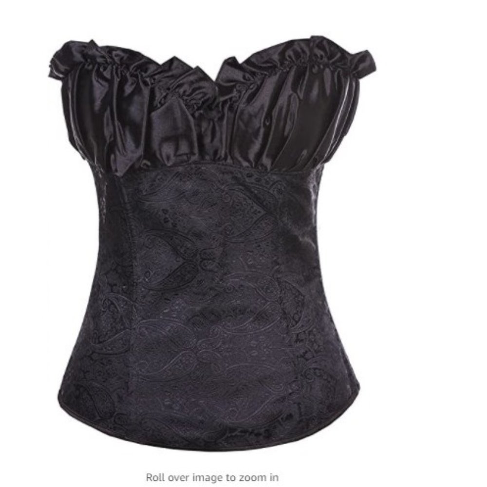 Corset Drape Satin Waist Brocade Bustier Women's Princess Overbust size Small